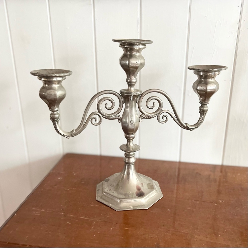 Woodman Cook Co. Silver/Pewter Candelabra